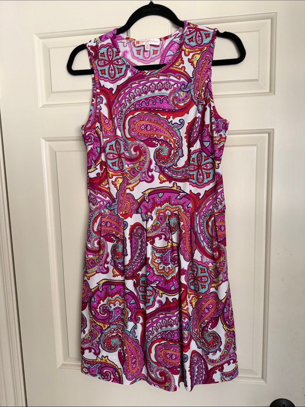 Sleeveless Pink Paisley Fit & Flare Dress